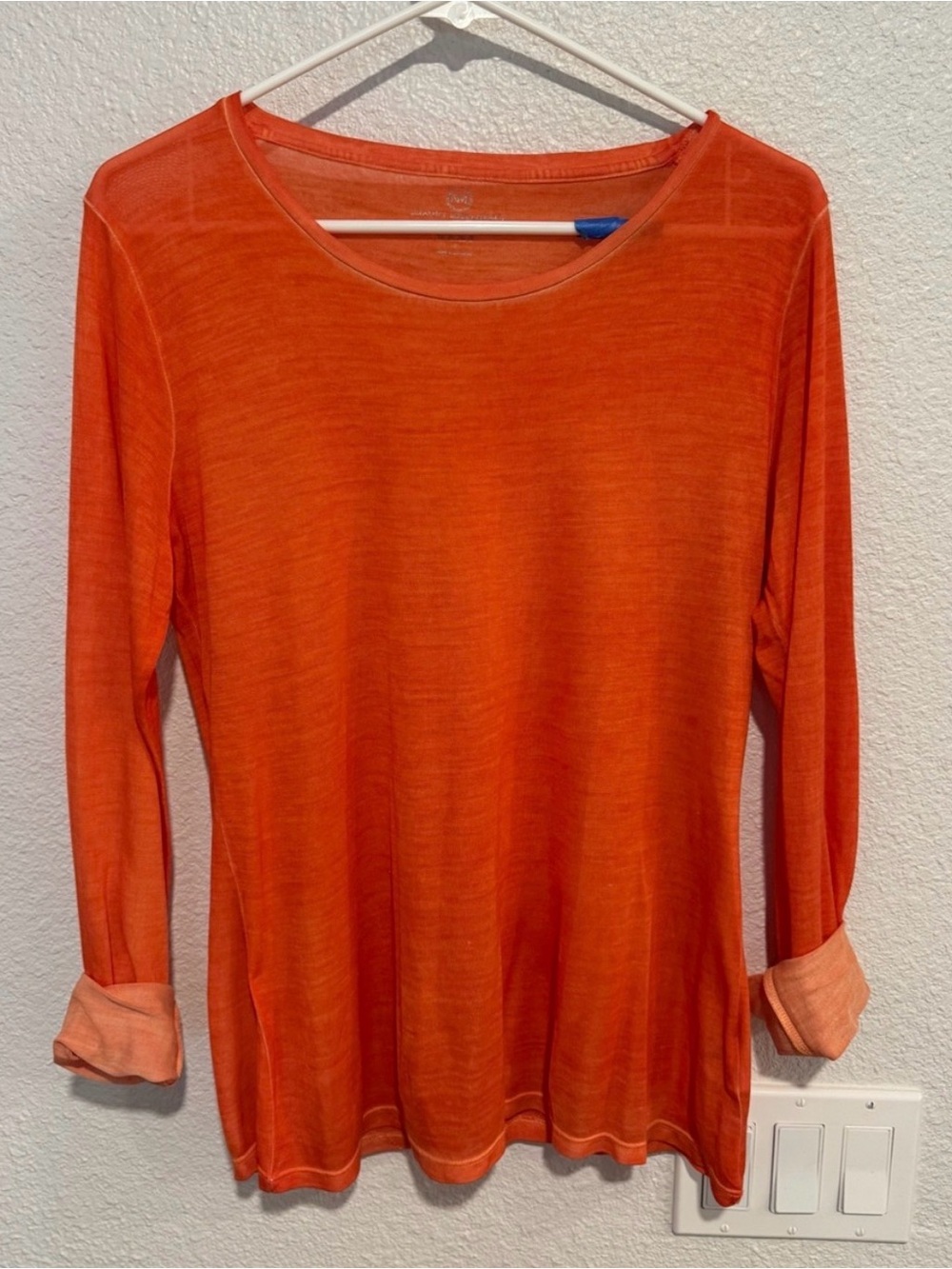 Pure silk Luxury Essentials Women's Lightweight Orange Long-Sleeve Top